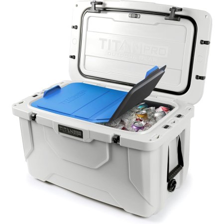  Open light gray Arctic Zone Titan Pro 55-Quart Cooler on white background