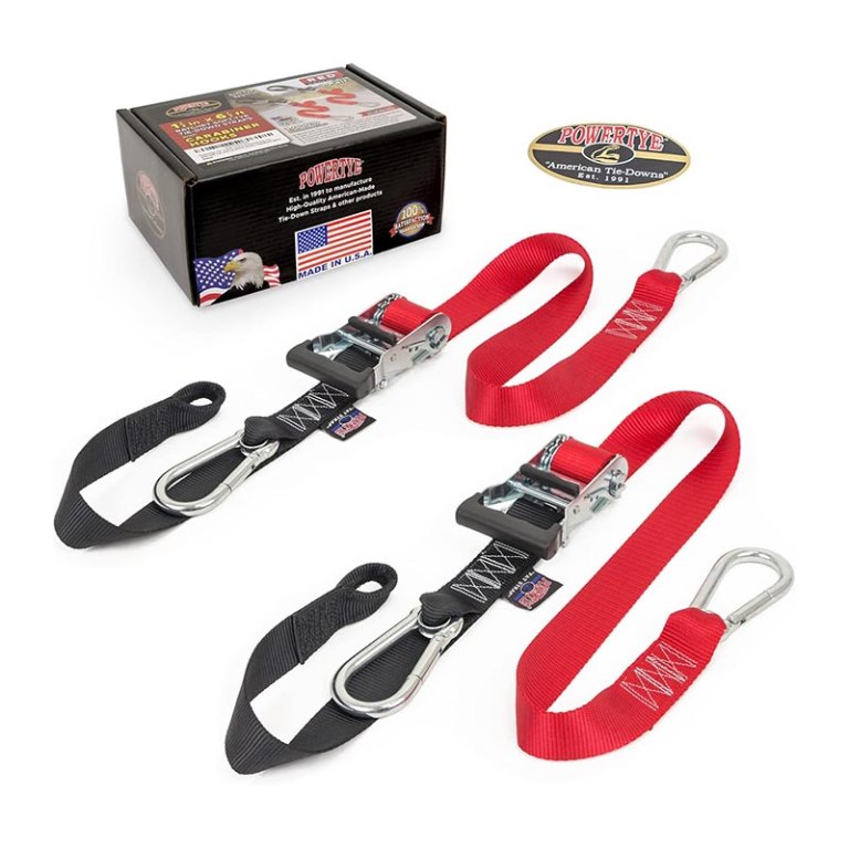 The Best Ratchet Straps Option PowerTye Carabiner Soft-Tye Ratchet Tie-Downs