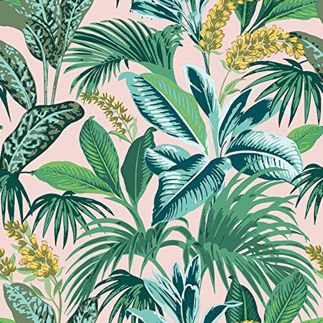 Tempaper Pink Botanical Havana Palm Wallpaper