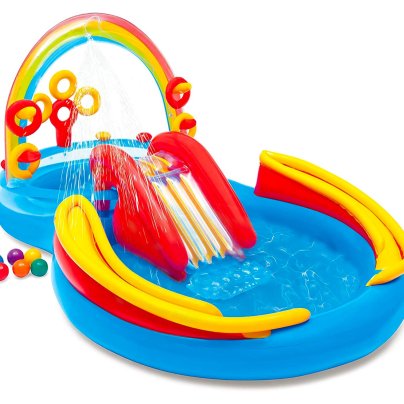 Intex Rainbow Ring Inflatable Play Center With Slide on a white background