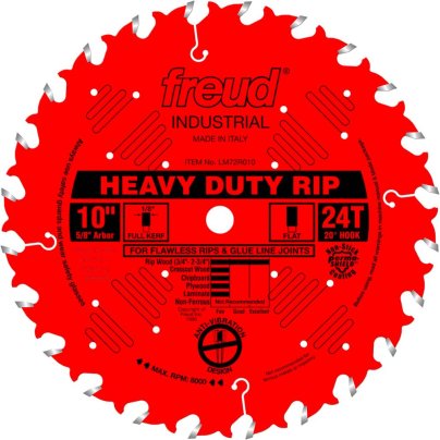The Best Table Saw Blade Option: Freud LM72R010 10" 24-Tooth FTG Ripping Saw Blade