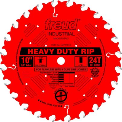 The Best Table Saw Blade Option: Freud LM72R010 10" 24-Tooth FTG Ripping Saw Blade