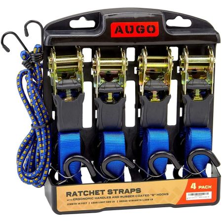 AUGO Ratchet Tie Down Straps - 4 Pack