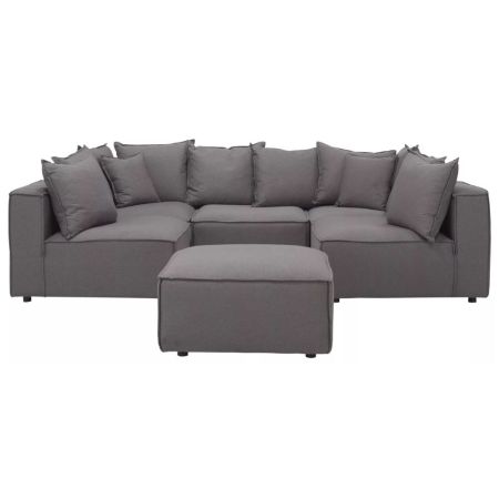 Loris Chenille 5-Piece Pit Sectional With Ottoman
