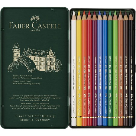 Faber Castell F110012 Polychromos Colour Pencils, 12