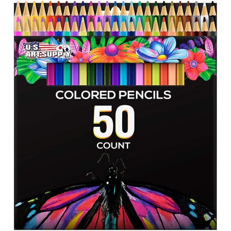 US Art Supply 50 Piece Artist Colored Pencil Set