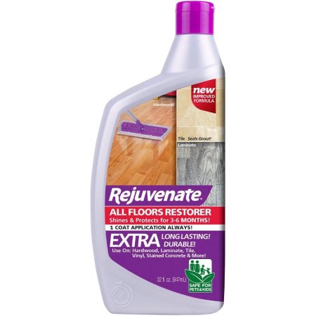  A bottle of Rejuvenate All Floors Restorer on a white background.