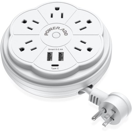 POWERADD Travel Power Strip 5 Outlet Surge Protector