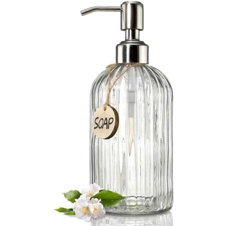 JASAI 18 Oz Clear Glass Soap Dispenser