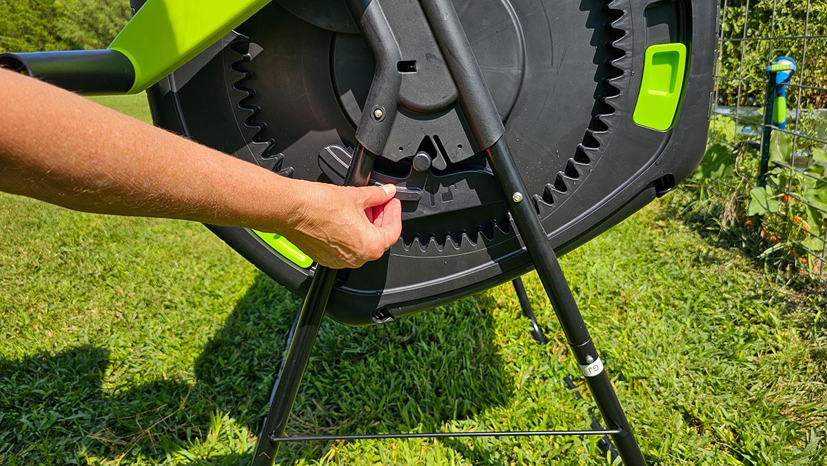 Locking the Maze compost tumbler