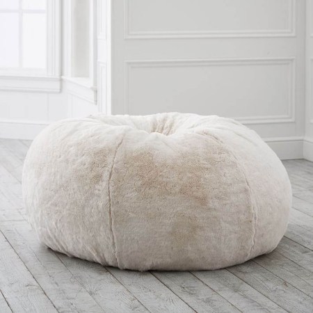 Pottery Barn Ivory Polar Bear Faux-Fur Bean Bag Chair