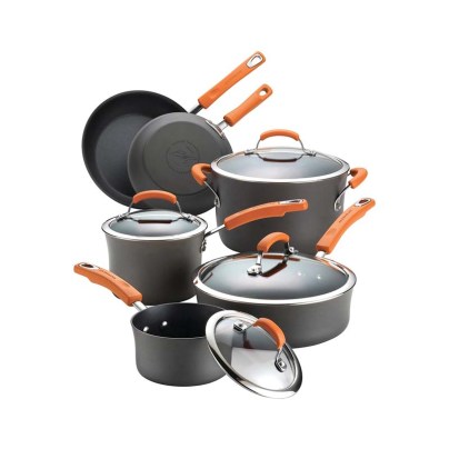 The Best Cookware for Glass-Top Stoves Option: Rachael Ray Brights Aluminum Nonstick Cookware Set