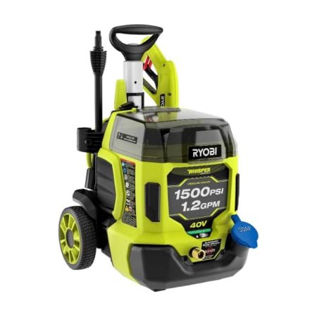 Ryobi 40V 1,500 PSI 1.2 GPM Electric Pressure Washer on a white background