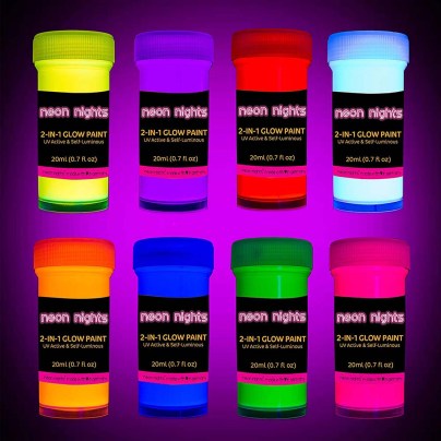 The Best Glow in the Dark Paint Option: neon lights 2-IN-1 Glow In The Dark Acrylic Paint Set