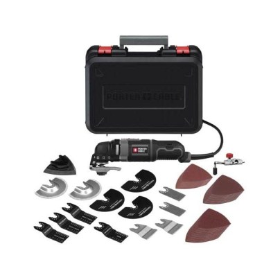 Porter-Cable 3.0 Amp Oscillating Multi-Tool Kit with case and all accessories laid out