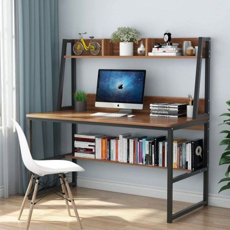 Tribesigns Heavy-Duty Desk With Hutch and Bookshelf