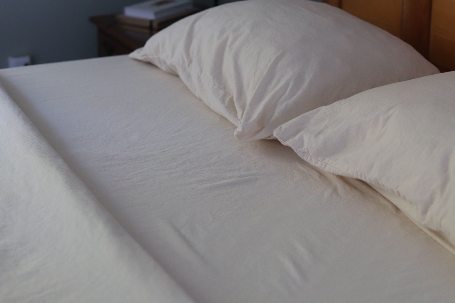 The Best Flannel Sheets folded back on a bed before being slept on for testing.