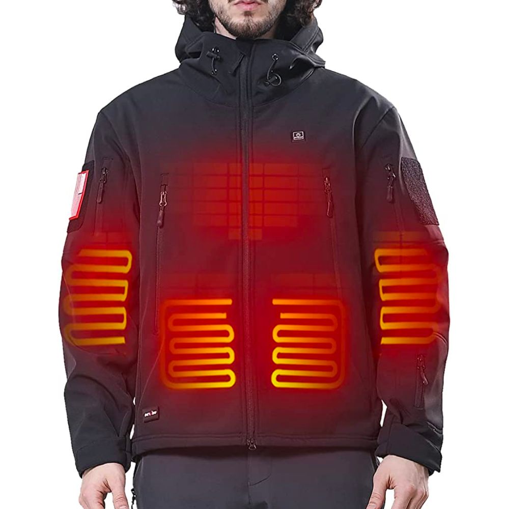 Dewbu Men’s 5-Zone Waterproof Softshell Heated Jacket