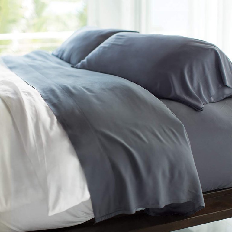 Gray Cariloha Resort Bamboo Sheets on a made bed
