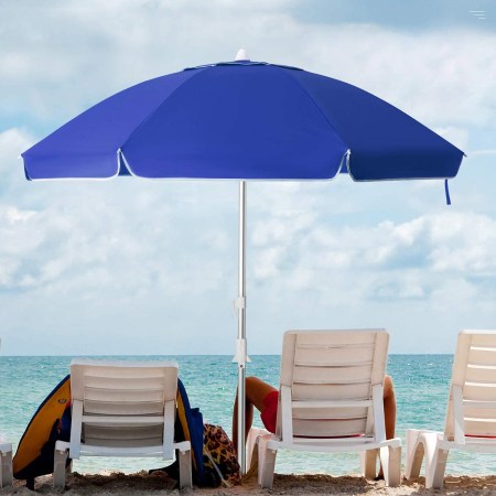 KITADIN 6.5FT Beach Umbrella with Sand Anchor