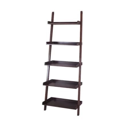 allen + roth Java Wood 5-Shelf Ladder Bookcase
