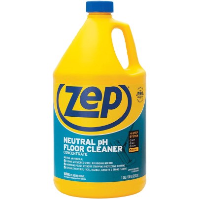 Bottle of Zep Floor Cleaner on a white background