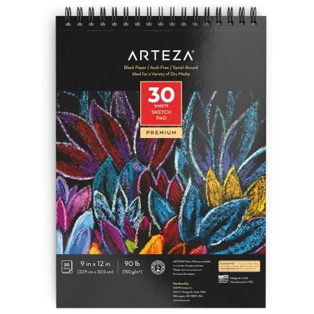 Arteza 9X12” Black Sketch Pad
