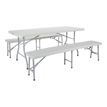Office Star Resin 3-Piece Folding Bench and Table Set