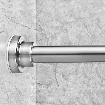 HBlife Tension Shower Curtain Rod on a gray tile background