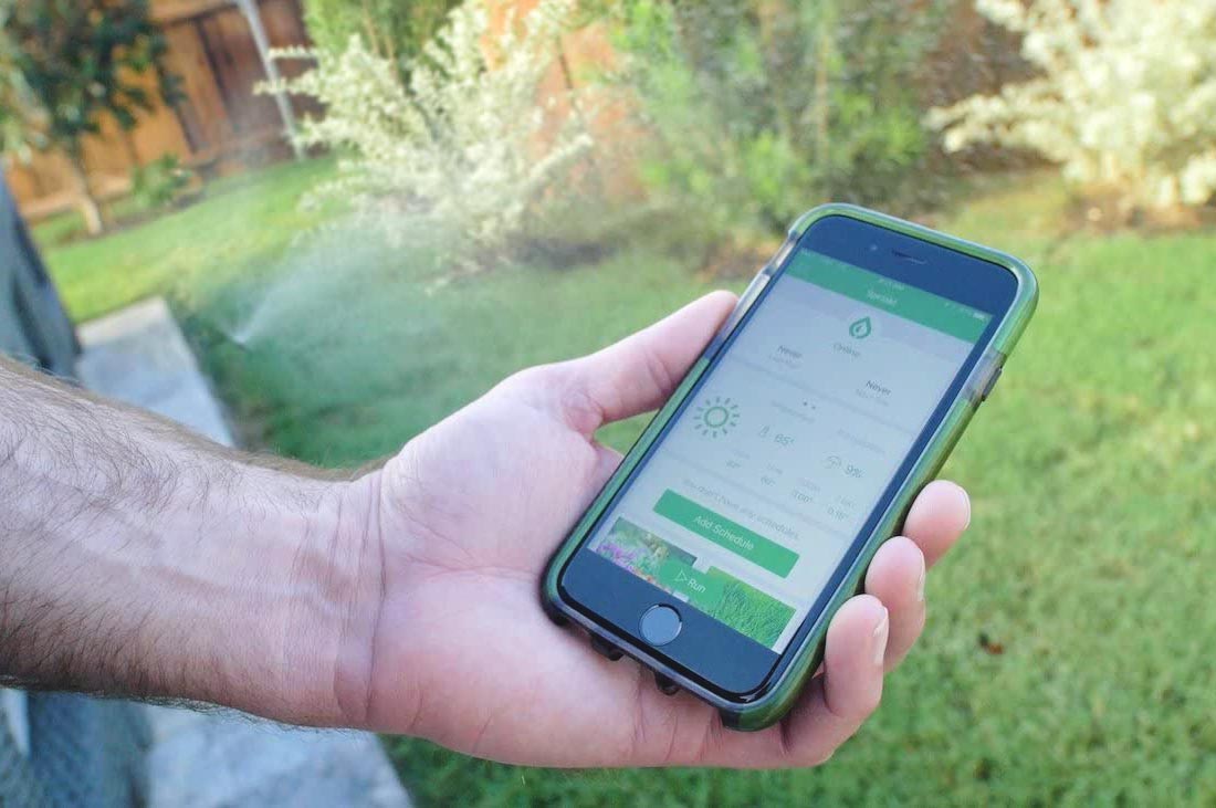Using a smart sprinkler system for a garden.