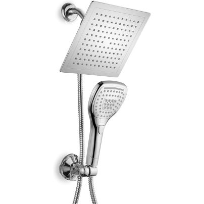 The DreamSpa Ultra-Luxury Rainfall Shower Head Combo on a white background.