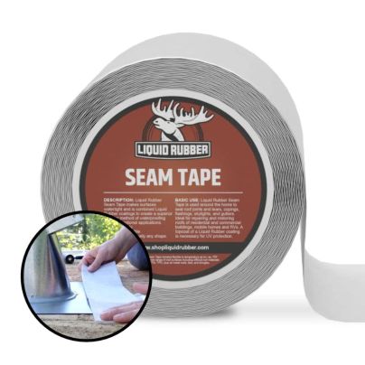 Liquid Rubber gray Peel & Stick Seam Tape on a white background