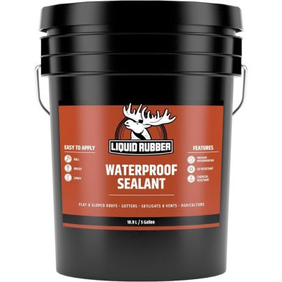 Liquid Rubber Waterproof Sealant in blacket bucket on white background