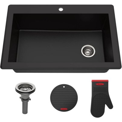 The Best Kitchen Sinks Option: Kraus Forteza 33-Inch-Wide Single-Bowl Granite Sink