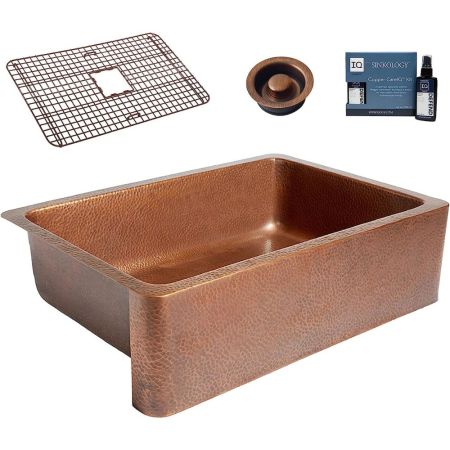 Sinkology Adams 33-Inch-Wide Copper Farmhouse Sink 