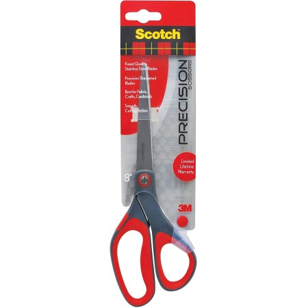Scotch Precision Scissor, 8-Inches, Grey/Red