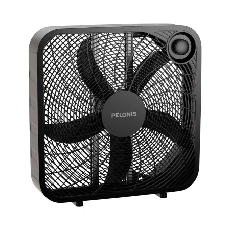  Black Pelonis 20-inch 3-Speed Box Fan on white background
