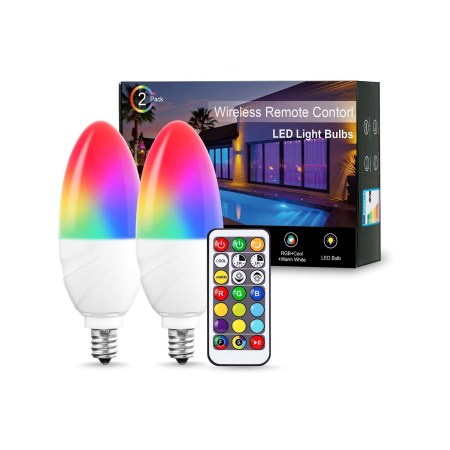 JandCase Candelabra Color Changing Light Bulb 2 Pack