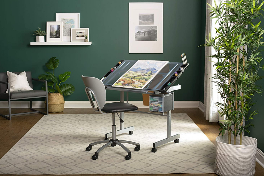 The best drafting table option set up in a home office
