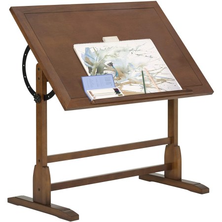 SD Studio Designs Vintage Rustic Oak Drafting Table