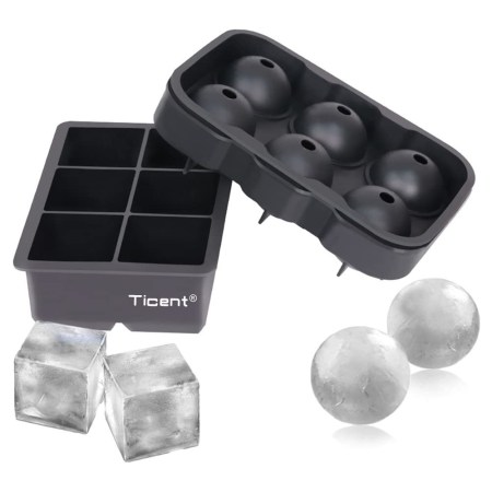 Ticent Silicone Sphere and Cube Ice Cube Molds 