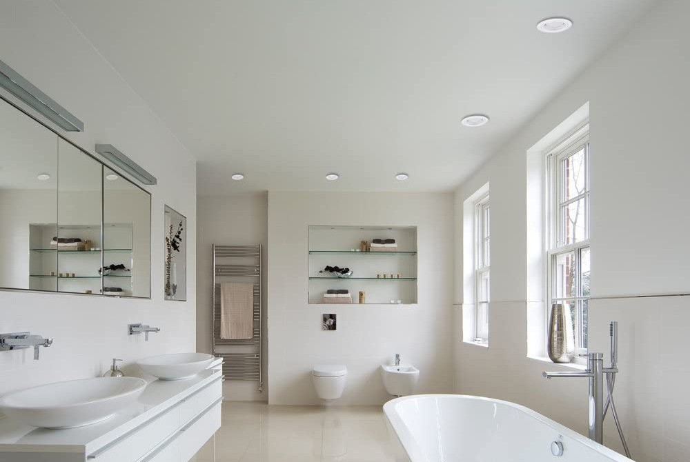 The best recessed lighting option in a bright and spacious bathroom