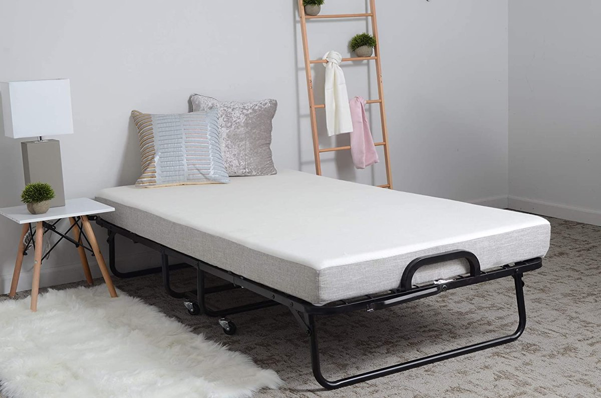 The best rollaway bed option set up in a guest bedroom