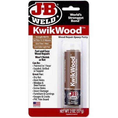 The Best Stainable Wood Option: FillerJ-B Weld 8257 KwikWood Wood Repair Epoxy Putty Stick
