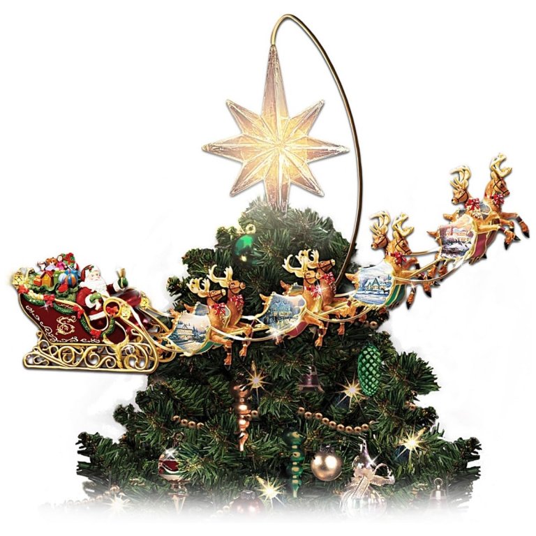  The The Bradford Exchange Motion Illuminated Tree Topper on a tree with a white background.