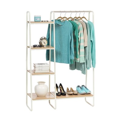The Best Clothes Rack Option: IRIS USA 596241 Metal Garment Rack with Wood Shelves
