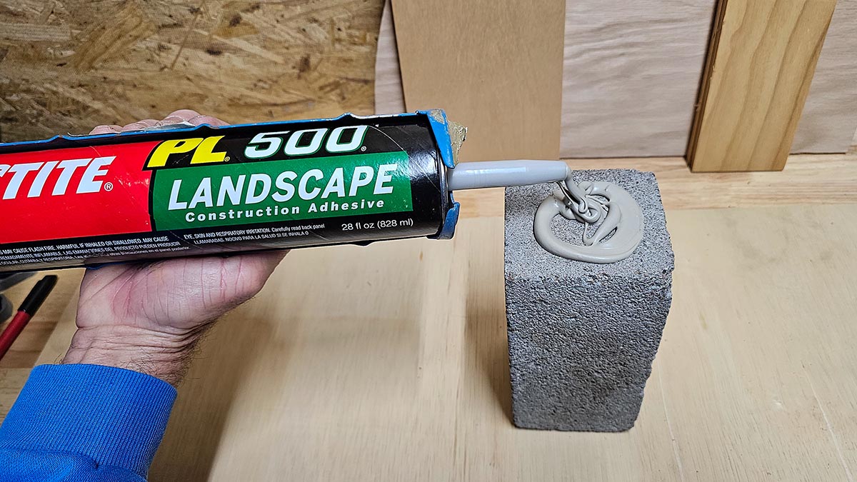 The Best Construction Adhesive Applying Loctitle PL 500 Landscape adhesive to concrete brick