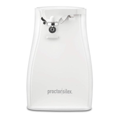 The Proctor Silex Power Electric Can Opener on a white background.