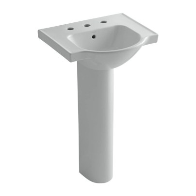 The Best Pedestal Sink Option: KOHLER Veer Ceramic Pedestal Sink with Overflow