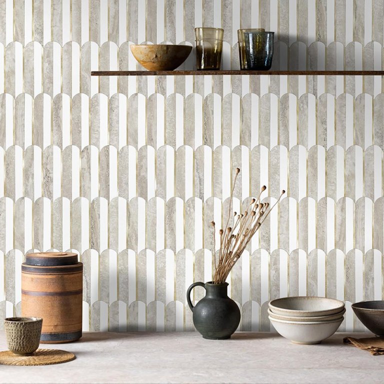  The Best Peel-and-Stick Backsplash Option Vamos Fish Scale Mosaic Peel-and-Stick Backsplash